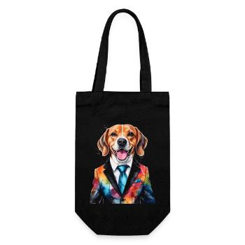 Beagle Suit Dog Colorful Funny Animal Design Print - Gift Bag for Bottles - black - Front