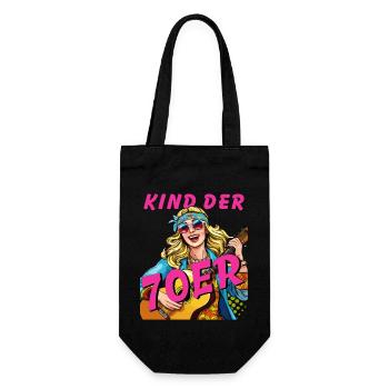 FRAU KIND DER 70er - Geschenkbeutel für Flaschen - Schwarz - Vorne