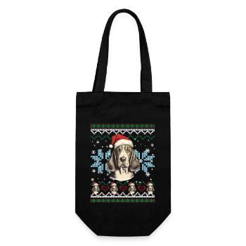 Basset Hound Pull de Noël drôle pour chien - Sac à bouteille - noir - Devant
