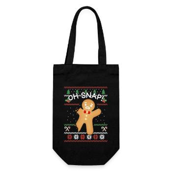 Oh Snap Lebkuchenmann Weihnachts-Backoutfit - Geschenkbeutel für Flaschen - Schwarz - Vorne