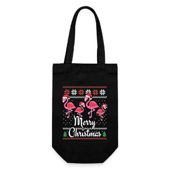 Pink Flamingo Weihnachtsoutfit für die Familie - Geschenkbeutel für Flaschen - Schwarz - Vorne
