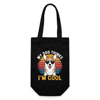 Corgi my dog thinks I'm cool - Gift Bag for Bottles - black - Front
