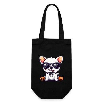 Hund Halloween Zombie Cool - Geschenkbeutel für Flaschen - Schwarz - Vorne