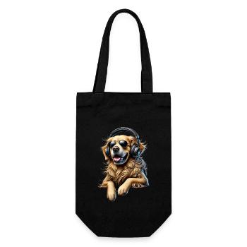 Lustige Golden Retriever Hund Kunst Hundebesitzer - Geschenkbeutel für Flaschen - Schwarz - Vorne