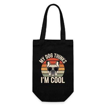 Bouledogue français Mon chien pense que je suis cool - Sac à bouteille - noir - Devant