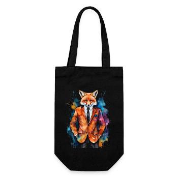Fuchs Anzug Bunt Tier Design Print - Geschenkbeutel für Flaschen - Schwarz - Vorne