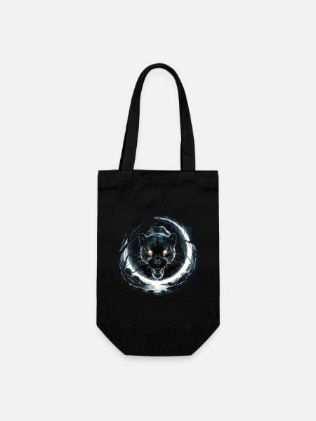 Mystischer Panther und Vollmond - Geschenkbeutel für Flaschen - Schwarz