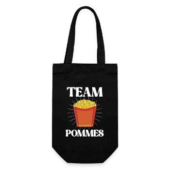 Lustiges Team Pommes Design French Fries Kartoffel - Geschenkbeutel für Flaschen - Schwarz - Vorne