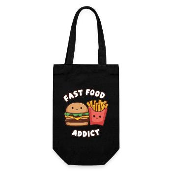 Fast Food Addict Pommes Und Burger Geschenk - Geschenkbeutel für Flaschen - Schwarz - Vorne