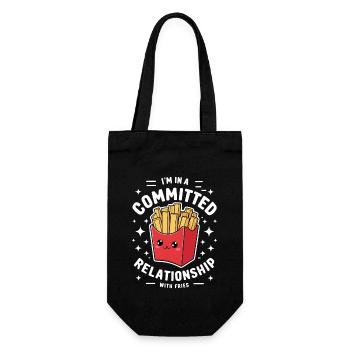 Pommes Fritten Bude Lustig Backofen French Fries - Geschenkbeutel für Flaschen - Schwarz - Vorne