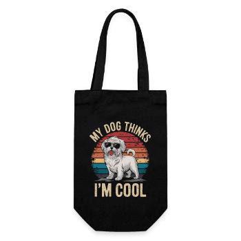 Maltese dog my dog thinks I'm cool - Gift Bag for Bottles - black - Front