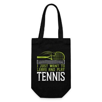 Funny Tennis Player Racket I Just - Geschenkbeutel für Flaschen - Schwarz - Vorne