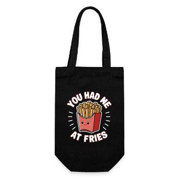 Fast Food French Fries Pommes Liebhaber Geschenk - Geschenkbeutel für Flaschen - Schwarz - Vorne