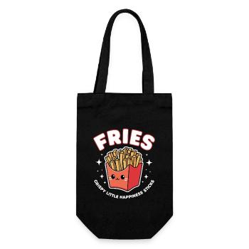 Frittierte Pommes Kartoffel Stäbchen Fast Food - Geschenkbeutel für Flaschen - Schwarz - Vorne
