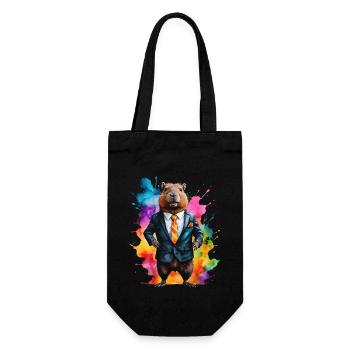 Capybara Suit Capy Colorful Animal Design Print - Gift Bag for Bottles - black - Front
