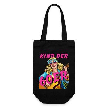FRAU KIND DER 60er - Geschenkbeutel für Flaschen - Schwarz - Vorne