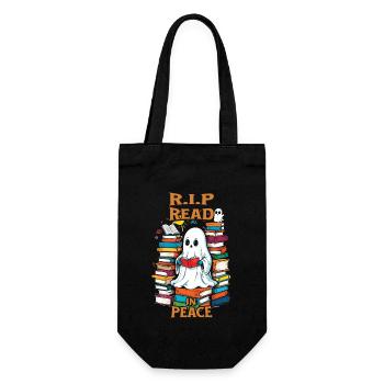 Cute book lover ghost reading in peace - Gift Bag for Bottles - black - Front