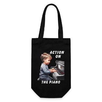 ACTION ON THE PIANO - Gift Bag for Bottles - black - Front