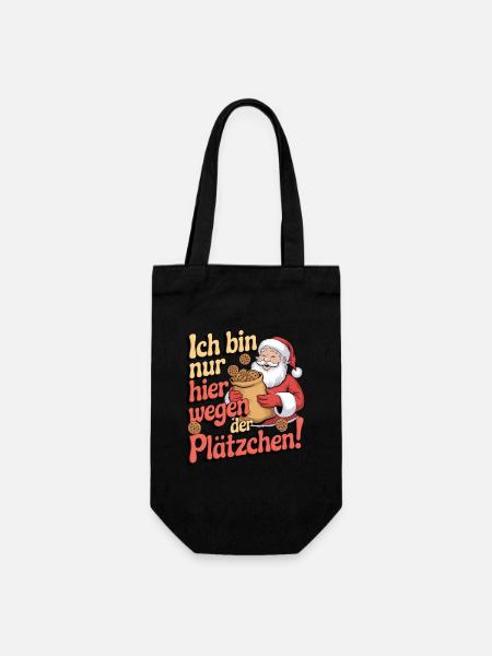 Ich bin nur hier wegen der Plätzchen - Geschenkbeutel für Flaschen - Schwarz