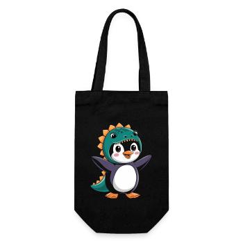 Penguin Halloween in Dinosaur Costume - Gift Bag for Bottles - black - Front