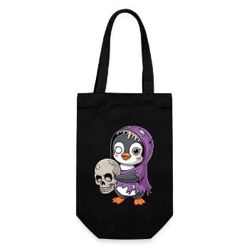 Penguin Zombie Halloween with Skull - Gift Bag for Bottles - black - Front