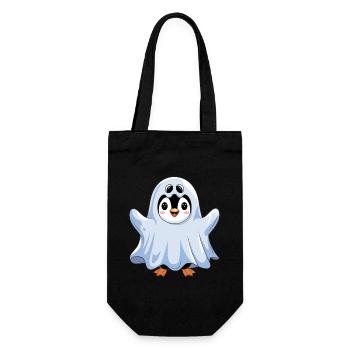Mignon pingouin Halloween fantôme - Sac à bouteille - noir - Devant