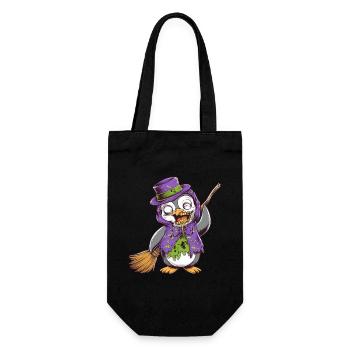 Halloween Penguin Zombie Mit Besen Und Hut - Geschenkbeutel für Flaschen - Schwarz - Vorne