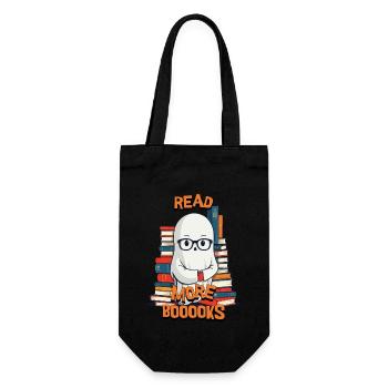 Cute Book Lover Ghost Costume Idea - Gift Bag for Bottles - black - Front