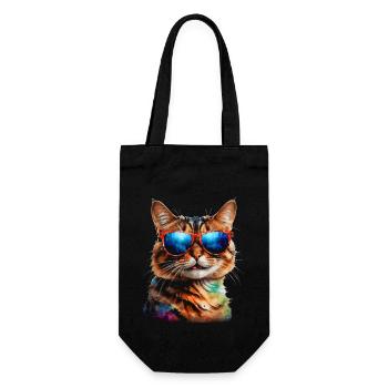 Lunettes de soleil chat coloré drôle animal design imprimer - Sac à bouteille - noir - Devant