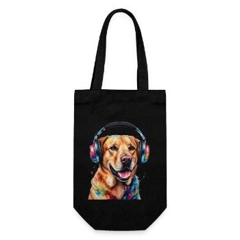 Labrador Retriever Kopfhörer Hund Tier Print - Geschenkbeutel für Flaschen - Schwarz - Vorne