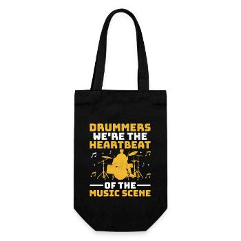Drummers Wir sind der Herzschlag der Musikszene Dr - Geschenkbeutel für Flaschen - Schwarz - Vorne