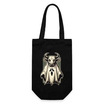 Creepy Cow Ghost Bull Sheet Costume Idea - Gift Bag for Bottles - black - Front