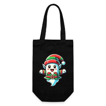 Cute Christmas Ghost Christmas Elf - Gift Bag for Bottles - black - Front