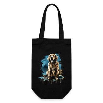 Funny Golden Retriever Dog Art Dog Owner - Gift Bag for Bottles - black - Front