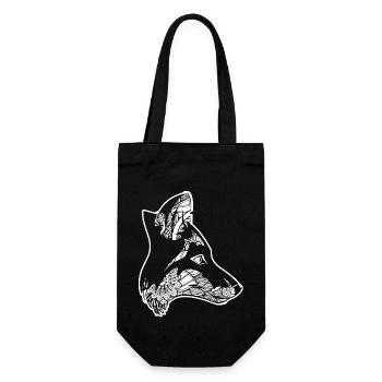 Fox Fox Floral Pattern - Gift Bag for Bottles - black - Front