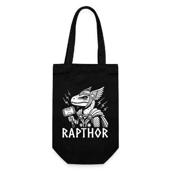 Raptor Rapthor lustig Wikinger Wikinger Wortspiel Dinosaurier - Geschenkbeutel für Flaschen - Schwarz - Vorne