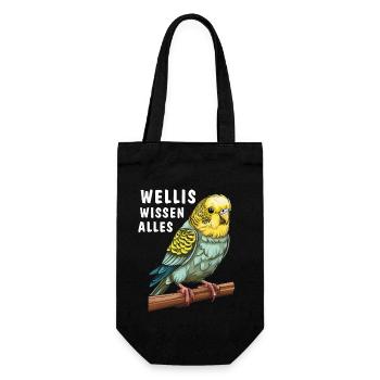 VOGEL WELLIS WISSEN ALLES - Geschenkbeutel für Flaschen - Schwarz - Vorne