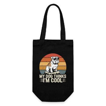 Bulldog Mein Hund Denkt Das Ich Cool Bin - Geschenkbeutel für Flaschen - Schwarz - Vorne