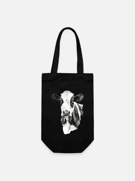 Kuh - Geschenkbeutel für Flaschen - Schwarz