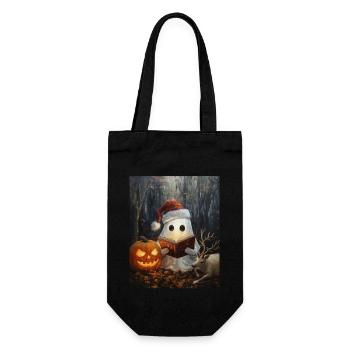 Halloween Gift Ghost with Christmas Hat Decoration - Gift Bag for Bottles - black - Front