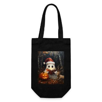 Halloween Gift Ghost with Christmas Hat Decoration - Gift Bag for Bottles - black - Front