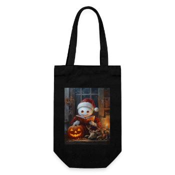 Halloween Gift Ghost with Christmas Hat Decoration - Gift Bag for Bottles - black - Front