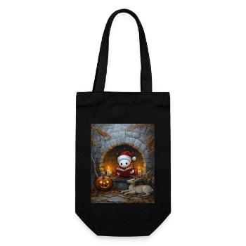 Halloween Gift Ghost with Christmas Hat Decoration - Gift Bag for Bottles - black - Front