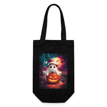 Halloween Gift Ghost with Christmas Hat Decoration - Gift Bag for Bottles - black - Front