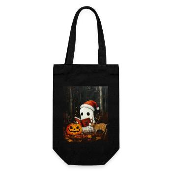 Halloween Gift Ghost with Christmas Hat Decoration - Gift Bag for Bottles - black - Front