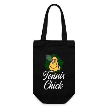 Funny Tennis Player Racket Chicken - Geschenkbeutel für Flaschen - Schwarz - Vorne