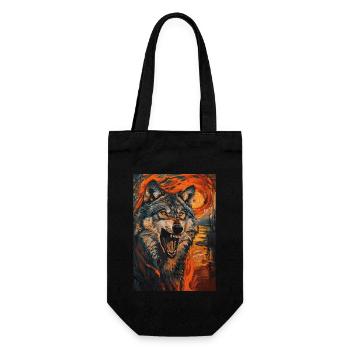 Wolf - Geschenkbeutel für Flaschen - Schwarz - Vorne