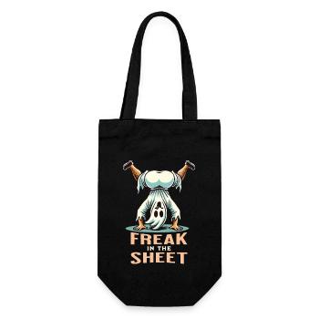 Freak In Sheet Lustiges Gespenster Design - Geschenkbeutel für Flaschen - Schwarz - Vorne