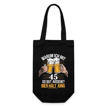 Pourquoi est-ce que j’ai l’air si bien à 45 ans ? La bière vous garde jeune - Sac à bouteille - noir - Devant