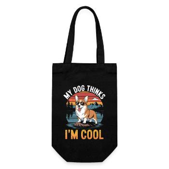 Corgi my dog thinks I'm cool - Gift Bag for Bottles - black - Front